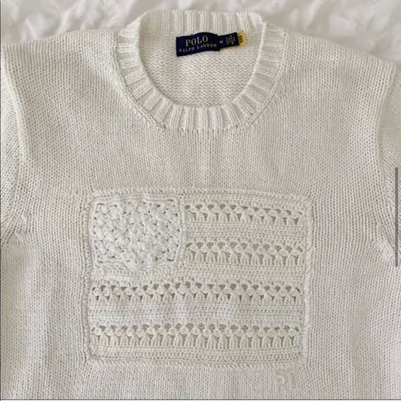 New Ralph Lauren American Flag White Sweater - Picture 8 of 13